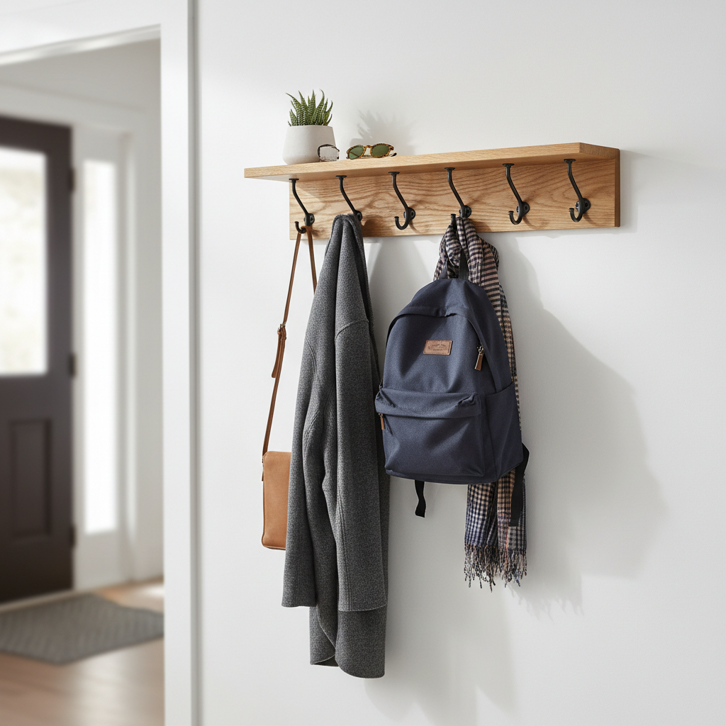 Entryway Wall Organizer with Hooks & Shelf