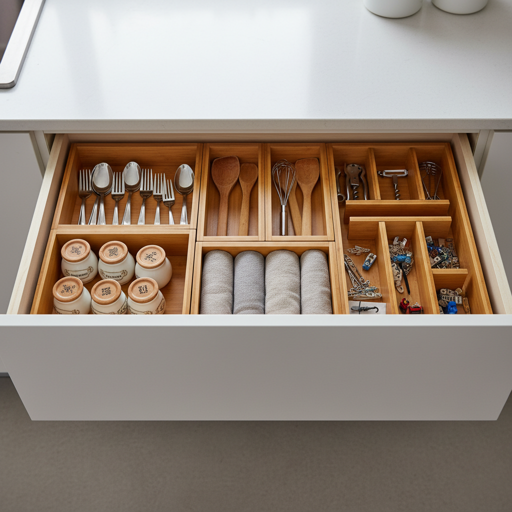 Stackable Bamboo Drawer Organizer Set